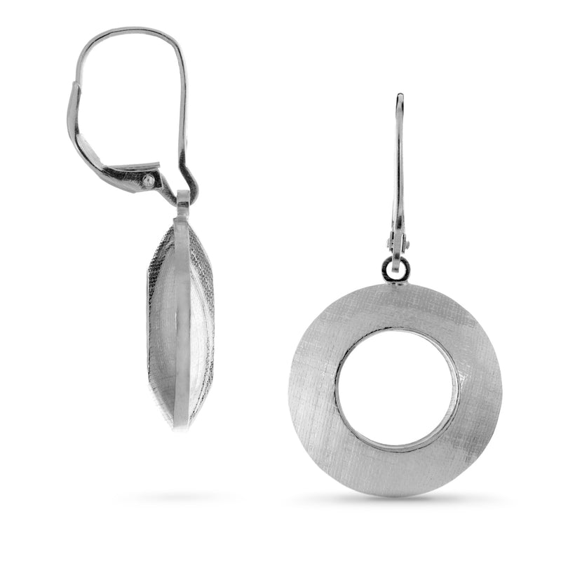 Pareure Élancer Earrings: Fibril™ Textured Adjustable Small Hoop Earrings - front and side view