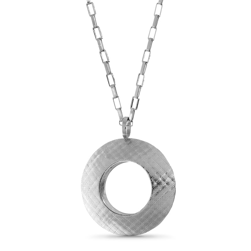Pocket Pendant Two: Large and Short Fibril™ Textured Hollowform Pendant Necklace